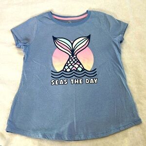 ⭐️ Wonder Nation blue/purple cap sleeve tee Seas the day Mermaid tail girl L